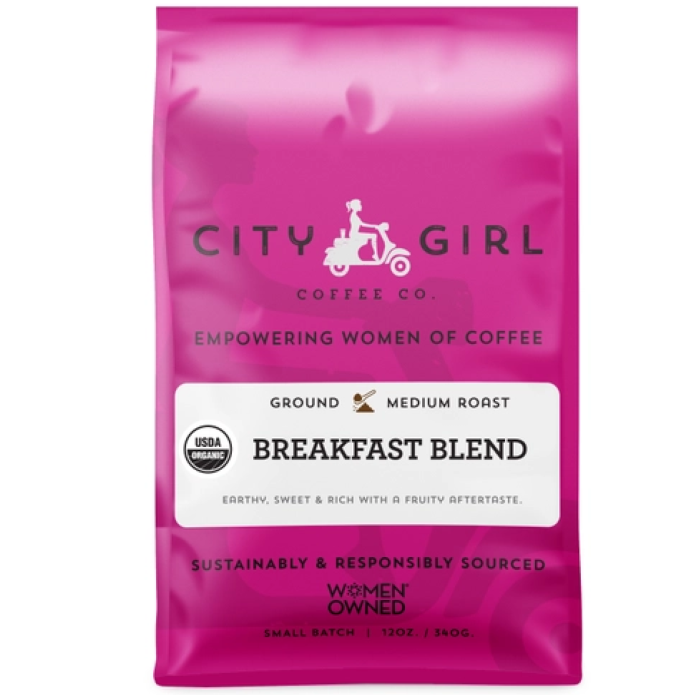 City Girl Organic Breakfast Blend Ground Coffee 12oz (Medium Roast)