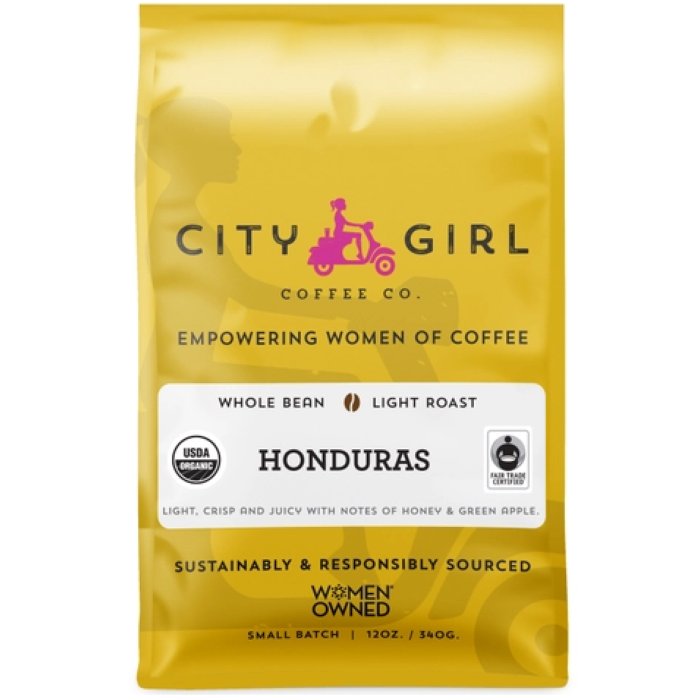 City Girl Organic Single Origin HONDURAS Whole Bean Coffee 12oz (Light Roast)