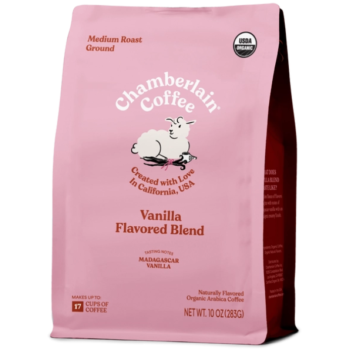 Chamberlain Organic VANILLA Flavored Ground Blend Coffee 10oz (Medium Roast)