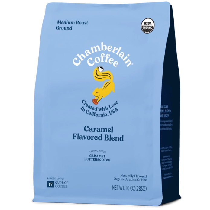 Chamberlain Organic CARAMEL Flavored Ground Blend Coffee 10oz (Medium Roast)